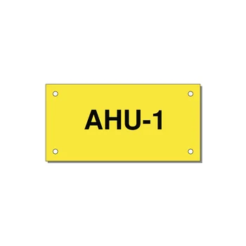 4.0x2.0" Safety Label - AHU-1 — 4x2" Black on Yellow, Holes