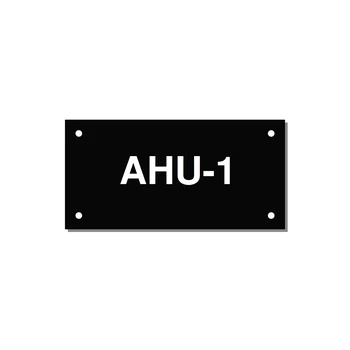 4.0x2.0" Safety Label - AHU-1 — 4x2" White on Black, Holes