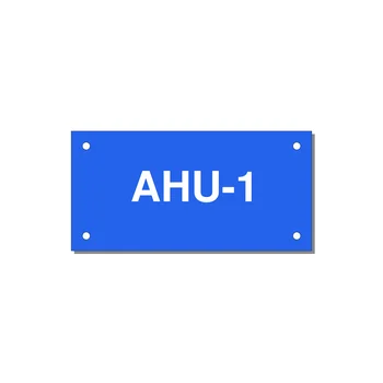 4.0x2.0" Safety Label - AHU-1 — 4x2" White on Blue, Holes