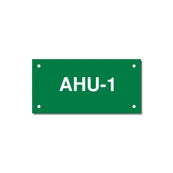 4.0x2.0" Safety Label - AHU-1 — 4x2" White on Green, Holes