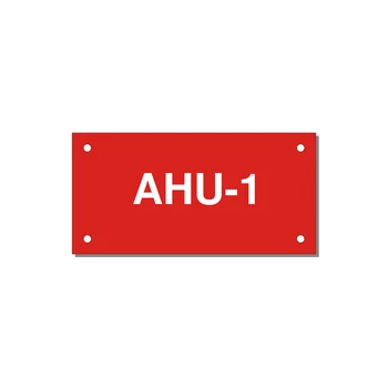 4.0x2.0" Safety Label - AHU-1 — 4x2" White on Red, Holes