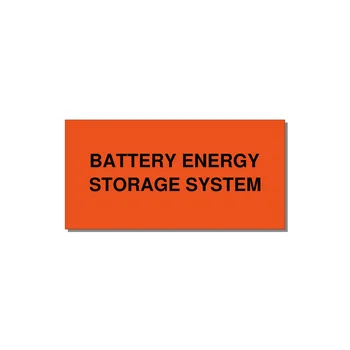 4.0x2.0" Safety Label - BATTERY ENERGY STORAGE SY — 4x2" Black on Orange, Adhesive