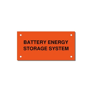 4.0x2.0" Safety Label - BATTERY ENERGY STORAGE SY — 4x2" Black on Orange, Holes