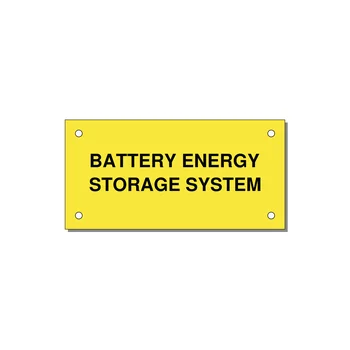 4.0x2.0" Safety Label - BATTERY ENERGY STORAGE SY — 4x2" Black on Yellow, Holes