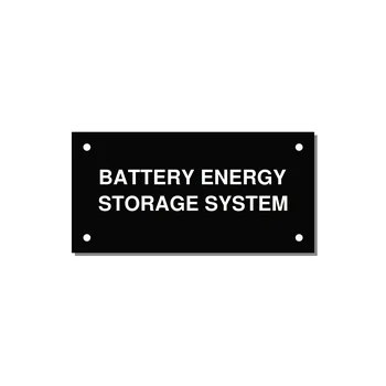 4.0x2.0" Safety Label - BATTERY ENERGY STORAGE SY — 4x2" White on Black, Holes