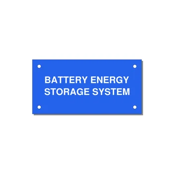 4.0x2.0" Safety Label - BATTERY ENERGY STORAGE SY — 4x2" White on Blue, Holes