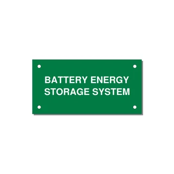 4.0x2.0" Safety Label - BATTERY ENERGY STORAGE SY — 4x2" White on Green, Holes