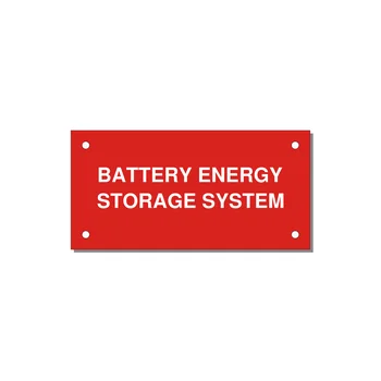 4.0x2.0" Safety Label - BATTERY ENERGY STORAGE SY — 4x2" White on Red, Holes