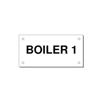 4.0x2.0" Safety Label - BOILER 1 — 4x2" Black on White, Holes