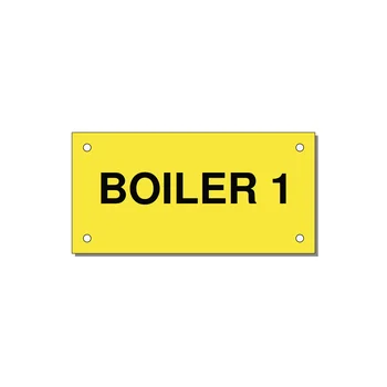 4.0x2.0" Safety Label - BOILER 1 — 4x2" Black on Yellow, Holes