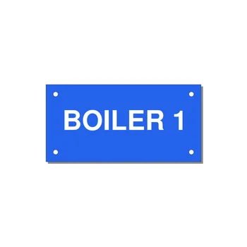 4.0x2.0" Safety Label - BOILER 1 — 4x2" White on Blue, Holes