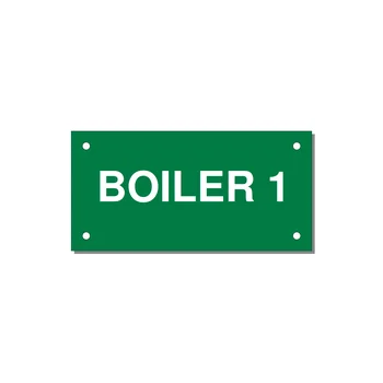 4.0x2.0" Safety Label - BOILER 1 — 4x2" White on Green, Holes