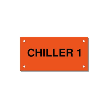 4.0x2.0" Safety Label - CHILLER 1 — 4x2" Black on Orange, Holes