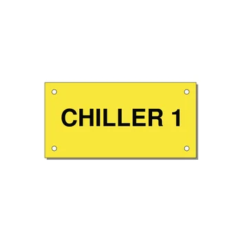 4.0x2.0" Safety Label - CHILLER 1 — 4x2" Black on Yellow, Holes
