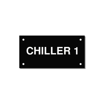 4.0x2.0" Safety Label - CHILLER 1 — 4x2" White on Black, Holes