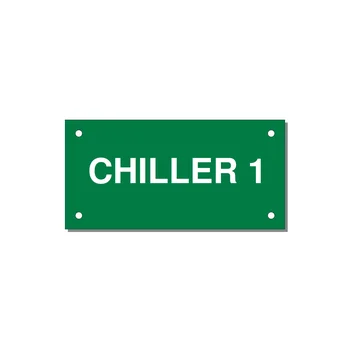 4.0x2.0" Safety Label - CHILLER 1 — 4x2" White on Green, Holes