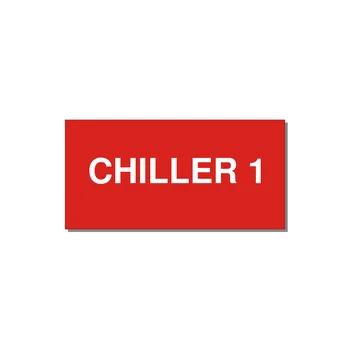 4.0x2.0" Safety Label - CHILLER 1 — 4x2" White on Red, Adhesive