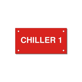 4.0x2.0" Safety Label - CHILLER 1 — 4x2" White on Red, Holes