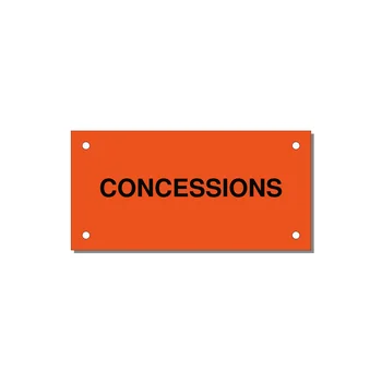4.0x2.0" Safety Label - CONCESSIONS — 4x2" Black on Orange, Holes
