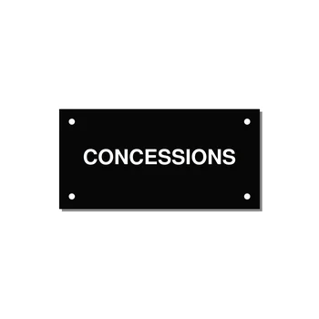 4.0x2.0" Safety Label - CONCESSIONS — 4x2" White on Black, Holes