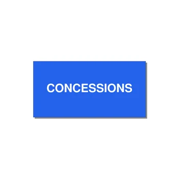 4.0x2.0" Safety Label - CONCESSIONS — 4x2" White on Blue, Adhesive