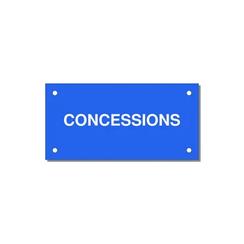 4.0x2.0" Safety Label - CONCESSIONS — 4x2" White on Blue, Holes