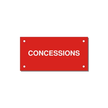 4.0x2.0" Safety Label - CONCESSIONS — 4x2" White on Red, Holes