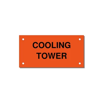 4.0x2.0" Safety Label - COOLING TOWER — 4x2" Black on Orange, Holes