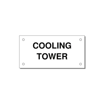 4.0x2.0" Safety Label - COOLING TOWER — 4x2" Black on White, Holes