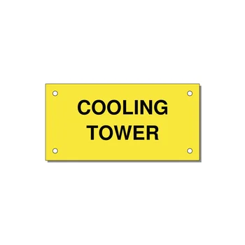 4.0x2.0" Safety Label - COOLING TOWER — 4x2" Black on Yellow, Holes