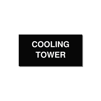 4.0x2.0" Safety Label - COOLING TOWER — 4x2" White on Black, Adhesive