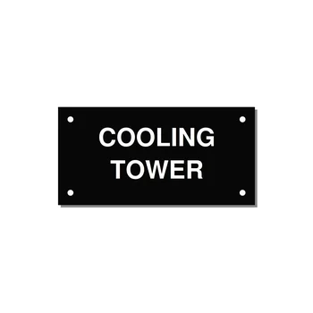 4.0x2.0" Safety Label - COOLING TOWER — 4x2" White on Black, Holes