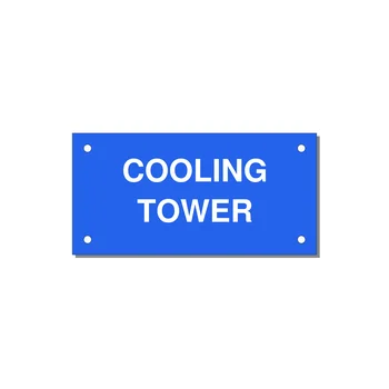 4.0x2.0" Safety Label - COOLING TOWER — 4x2" White on Blue, Holes