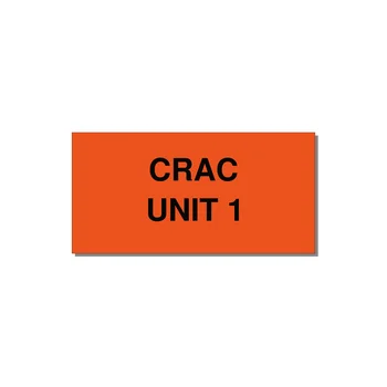 4.0x2.0" Safety Label - CRAC UNIT 1 — 4x2" Black on Orange, Adhesive