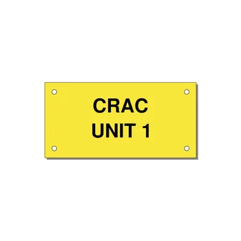 4.0x2.0" Safety Label - CRAC UNIT 1 — 4x2" Black on Yellow, Holes