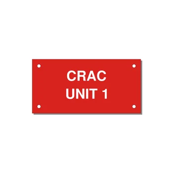 4.0x2.0" Safety Label - CRAC UNIT 1 — 4x2" White on Red, Holes