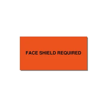 4.0x2.0" Safety Label - FACE SHIELD REQUIRED — 4x2" Black on Orange, Adhesive