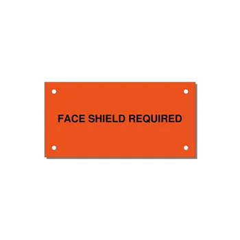 4.0x2.0" Safety Label - FACE SHIELD REQUIRED — 4x2" Black on Orange, Holes