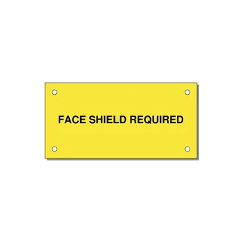 4.0x2.0" Safety Label - FACE SHIELD REQUIRED — 4x2" Black on Yellow, Holes