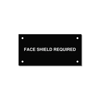 4.0x2.0" Safety Label - FACE SHIELD REQUIRED — 4x2" White on Black, Holes