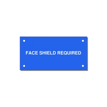 4.0x2.0" Safety Label - FACE SHIELD REQUIRED — 4x2" White on Blue, Holes