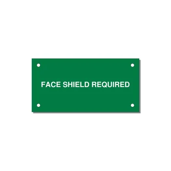 4.0x2.0" Safety Label - FACE SHIELD REQUIRED — 4x2" White on Green, Holes