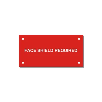 4.0x2.0" Safety Label - FACE SHIELD REQUIRED — 4x2" White on Red, Holes
