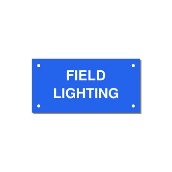 4.0x2.0" Safety Label - FIELD LIGHTING — 4x2" White on Blue, Holes