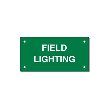 4.0x2.0" Safety Label - FIELD LIGHTING — 4x2" White on Green, Holes