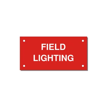 4.0x2.0" Safety Label - FIELD LIGHTING — 4x2" White on Red, Holes