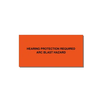4.0x2.0" Safety Label - HEARING PROTECTION REQUIR — 4x2" Black on Orange, Adhesive
