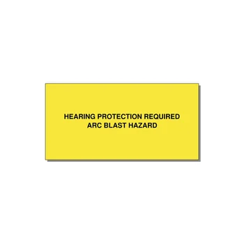 4.0x2.0" Safety Label - HEARING PROTECTION REQUIR — 4x2" Black on Yellow, Adhesive