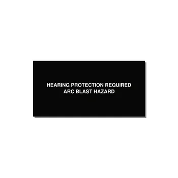 4.0x2.0" Safety Label - HEARING PROTECTION REQUIR — 4x2" White on Black, Adhesive