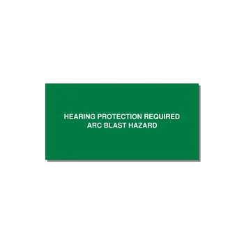 4.0x2.0" Safety Label - HEARING PROTECTION REQUIR — 4x2" White on Green, Adhesive